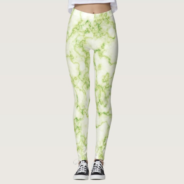 Marmormuster Grün Leggings (Vorderseite)
