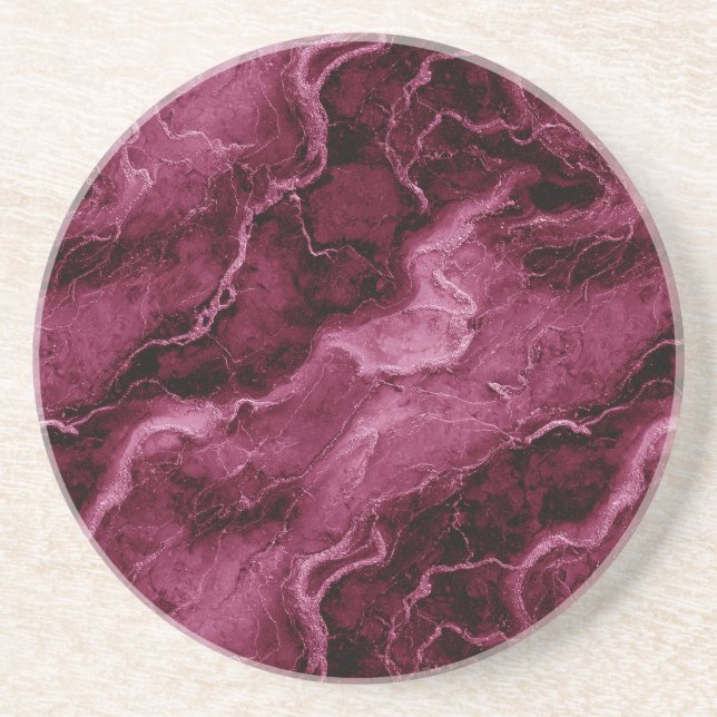 Marmormuster in dunklen Magenta und rosa Getränkeuntersetzer (Vorne)