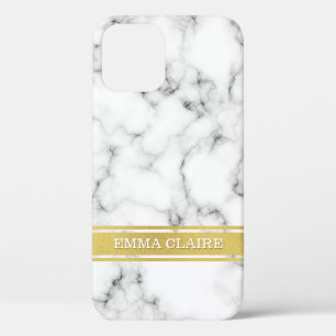Marmormuster mit Goldene Namensplatte Case-Mate iPhone Hülle