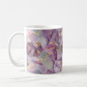 Marmormuster von Pastel Lilac, Blau und Gold Glitz Kaffeetasse