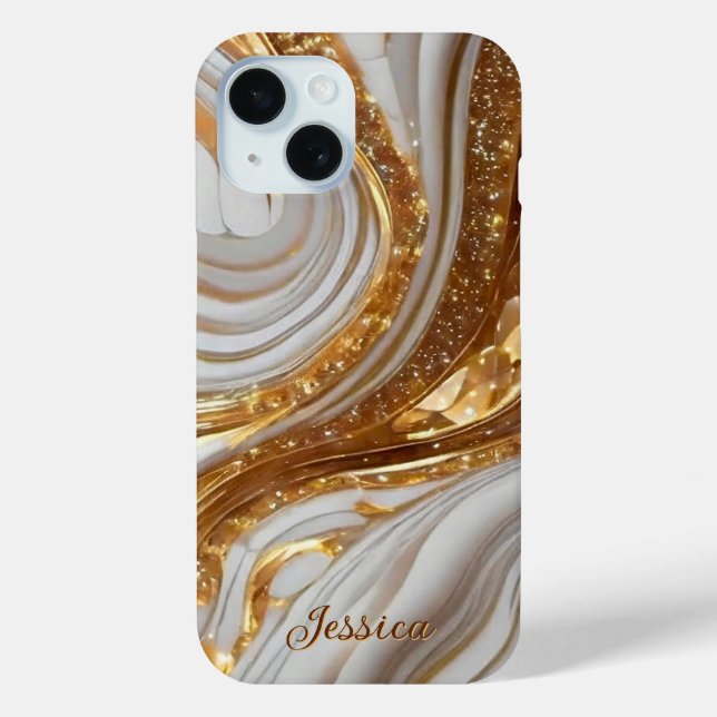 Marmormutter von Pearl Gold Veins Monogram Case-Mate iPhone Hülle (Rückseite)