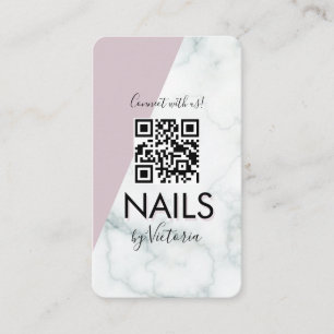 Marmornagel Salon Beauty Colorblock Pink QR Code Visitenkarte
