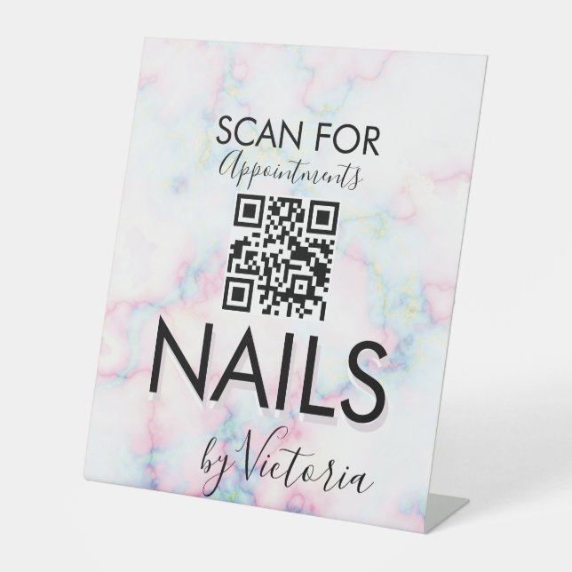 Marmornail Salon Termine QR Code Sockelschild (Vorderseite)