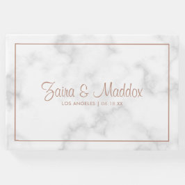 Marmorne Rose Gold Script Moderne Hochzeit Gästebuch