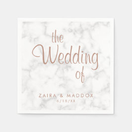 Marmorne Rose Gold Script Moderne Hochzeit Serviette