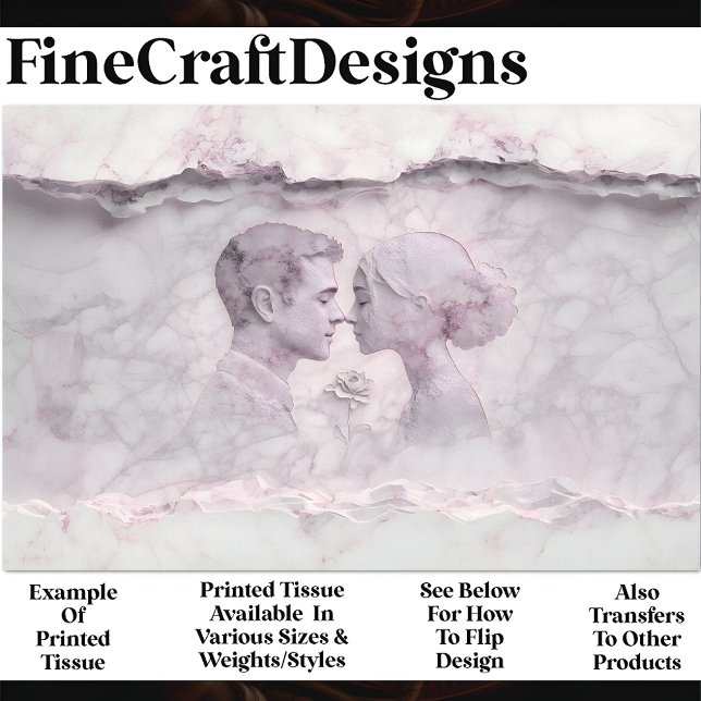 Marmorpaare mit Rose, die X2-Decoupage tragen Seidenpapier (Von Creator hochgeladen)