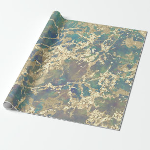 Marmorpastel Gold Aquamarine Schlaganfälle Gesche Geschenkpapier