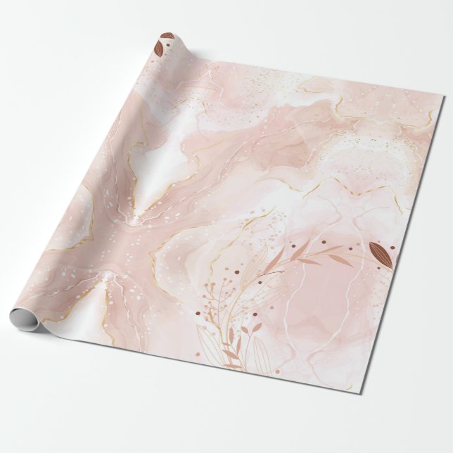 Marmorrosa Glitzer Wrapping Paper Geschenkpapier (Ungerollt)