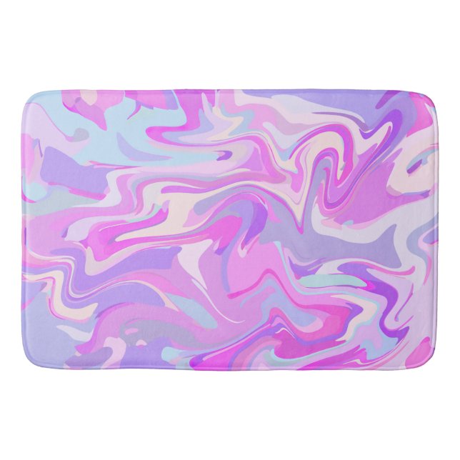 Marmorrosa Lila Türkis Badematte (Vorderseite)