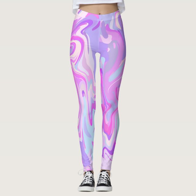 Marmorrosa Lila Türkis Leggings (Vorderseite)