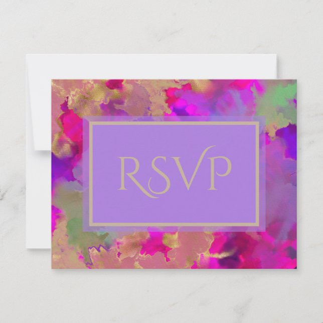 Marmorrosa, lila und gold RSVP karte (Vorderseite)