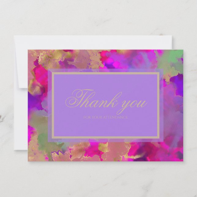 Marmorrosa, lila und goldfarben dankeskarte (Vorderseite)