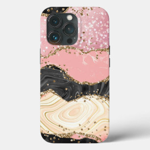 Marmorrosa Sparkle Gold Glitzer Agate Case-Mate iPhone Hülle