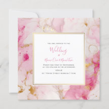 Marmorrosa und Goldeffekt, Einladung zur Hochzeit