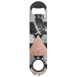 MarmorRosen-Goldsilber und BlumenGeo Dreiecke Speedflaschenöffner