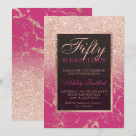 MarmorRosengoldGlitter magentaroter Chic 50 Einladung