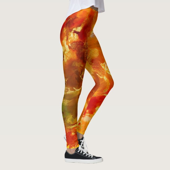 Marmorrot, orange, gold, gelb leggings (Rechts)