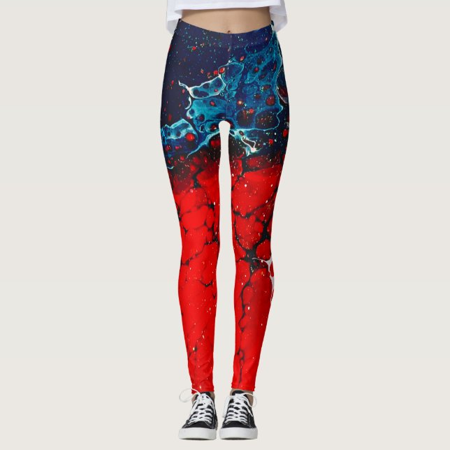 Marmorrote, weiße und Abstrakte Leggings (Vorderseite)