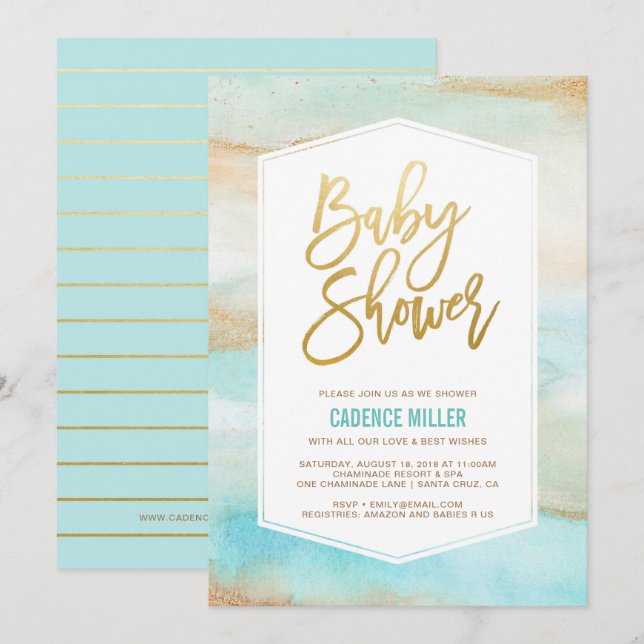 Marmorsäulen Kinderdusche Einladung (Vorne/Hinten)