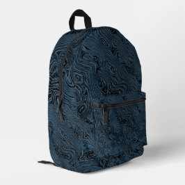 Marmorseide Moire Muster in tiefblau Bedruckter Rucksack