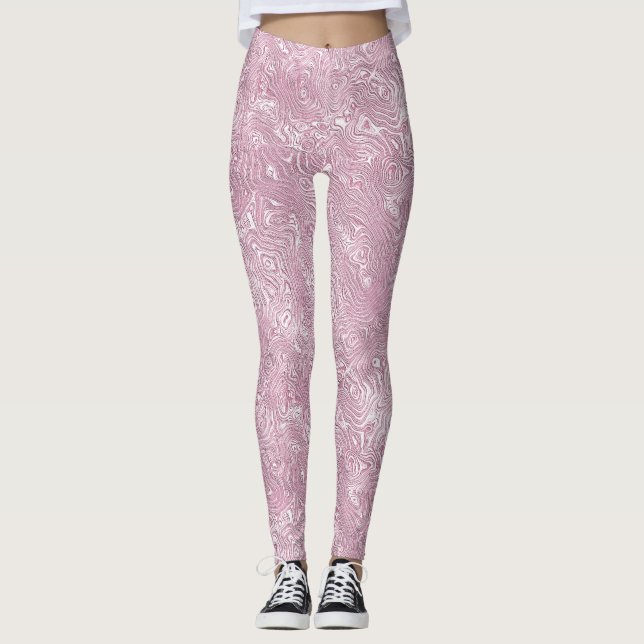 Marmorseidenmoirmuster in trostlosem Rosa Leggings (Vorderseite)