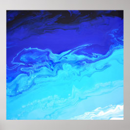 Marmorskulptur Navy Sapphire Blue Water Fluid Marb Poster