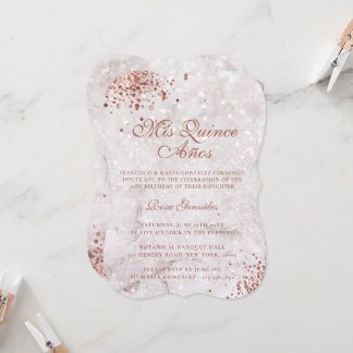 Marmorsparkle Rose Gold Glitzer Quinceañera Einladung