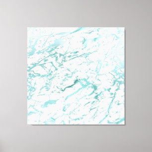 Marmorstein Abstrakt White Aqua Blue Tiffany Lux Leinwanddruck