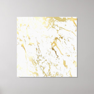 Marmorstein Abstrakt White Carrara Gold Luxus Leinwanddruck