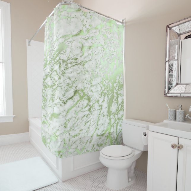 Marmorstein Abstrakt White Carrara Minze Green Duschvorhang (Beispiel)