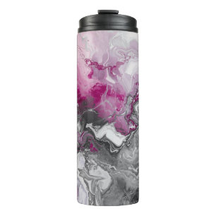 Marmorstein Abstraktes Rosa und Graues Design Thermosbecher