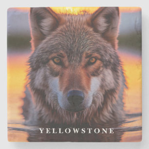 Marmorstein-Unterlage - Yellowstone Wolf Steinuntersetzer