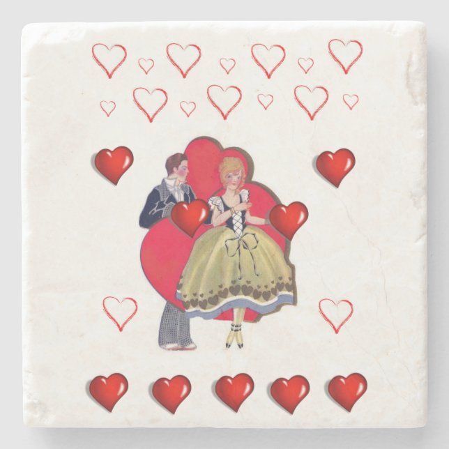 Marmorstein-Unterleger Valentinstag Steinuntersetzer (Vorderseite)