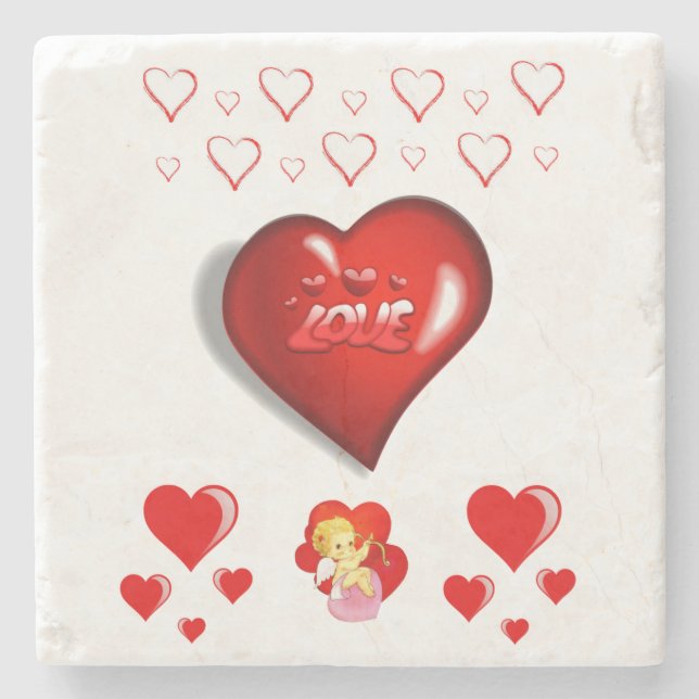 Marmorstein-Unterleger Valentinstag Steinuntersetzer (Vorderseite)