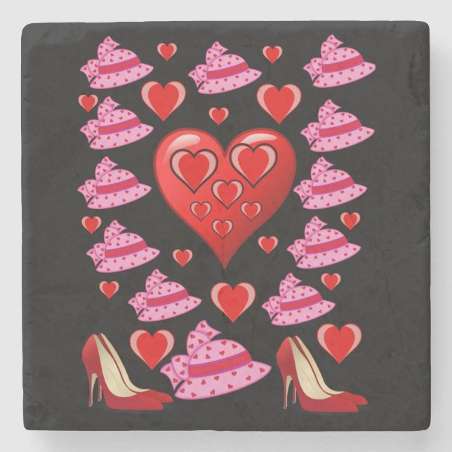 Marmorstein-Unterleger Valentinstag Steinuntersetzer (Vorderseite)