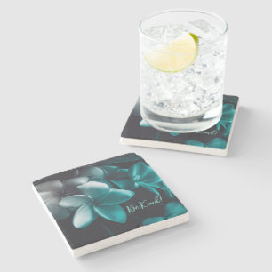 Marmorstein Untersetzer Aquamarine Blume Design