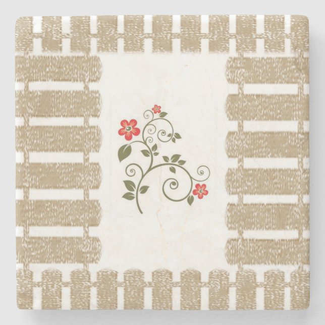 Marmorstein Untersetzer Floral (Vorderseite)