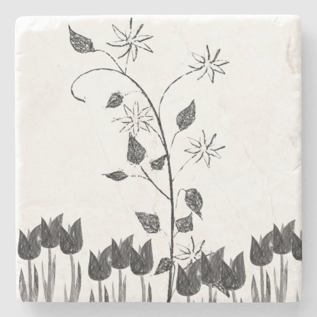 Marmorstein Untersetzer Floral (Vorderseite)