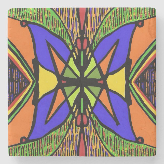 Marmorstein-Untersetzer mit abstraktem Design Steinuntersetzer (Vorderseite)