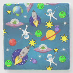 Marmorstein Untersetzer Raumschiff Außerirdischen 