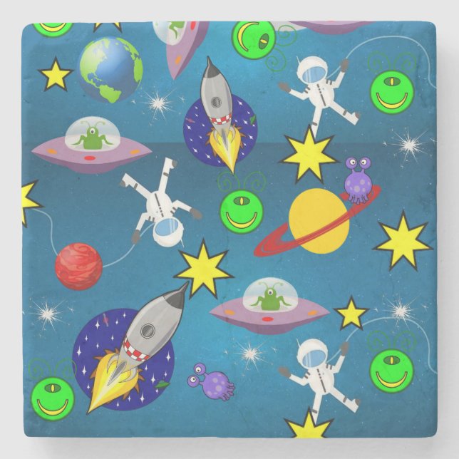 Marmorstein Untersetzer Raumschiff Außerirdischen  (Vorderseite)