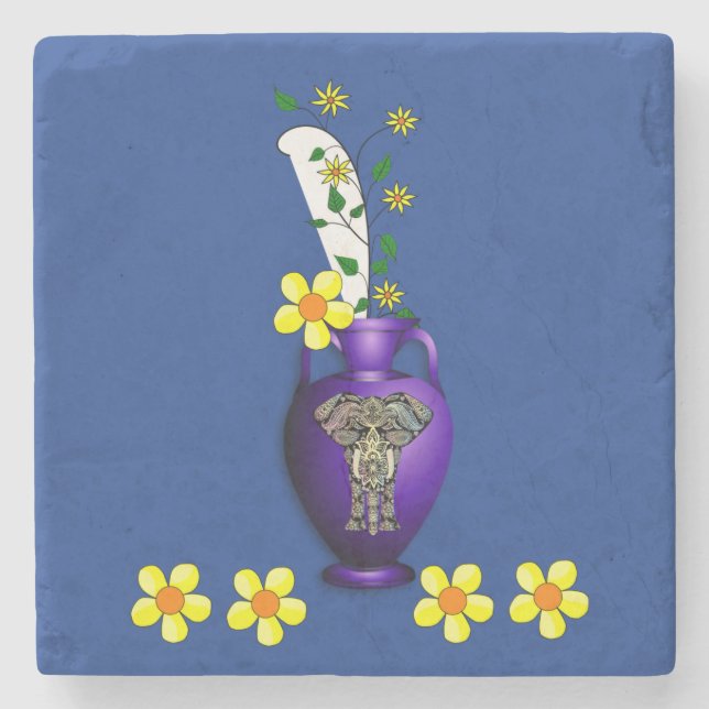 Marmorstein Untersetzer Sonnenblume (Vorderseite)