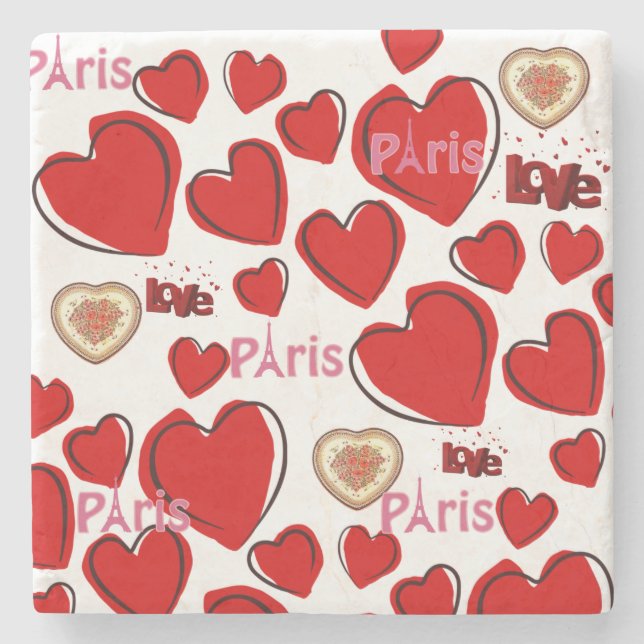 Marmorstein Untersetzer Valentine's Day Paris Fran (Vorderseite)
