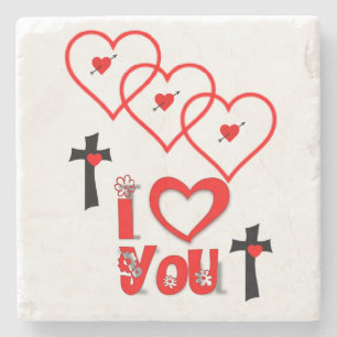 Marmorstein Untersetzer Valentinstag