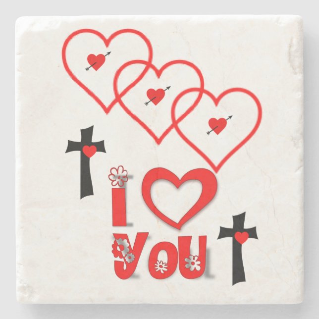 Marmorstein Untersetzer Valentinstag (Vorderseite)