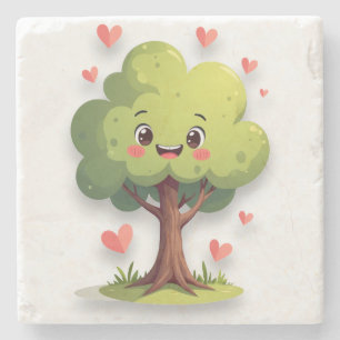 Marmorstein-Untersetzer Valentinstag Baum RedHeart Steinuntersetzer