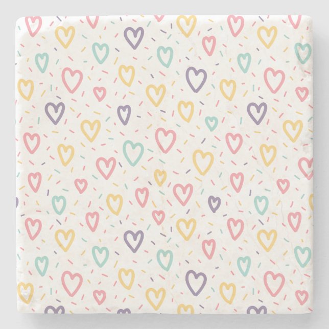 Marmorstein-Untersetzer Valentinstag Buntes Herz Steinuntersetzer (Vorderseite)
