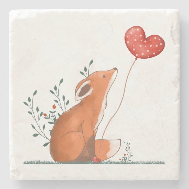 Marmorstein Untersetzer Valentinstag Foxy Herz (Vorderseite)