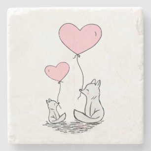 Marmorstein-Untersetzer Valentinstag Foxy-Herzen Steinuntersetzer