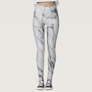 Marmorsteinmuster Weißes Schwarzes Abstraktes Akti Leggings